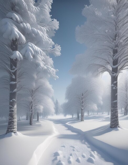 Beautiful landscape with snow covered fir trees and snowdriftsMerry Christmas and happy New Year gre