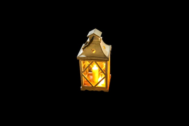 Beautiful lantern isolated on black background.