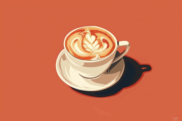 Beautiful latte art in girlish style featuring various coffee drinks with milk