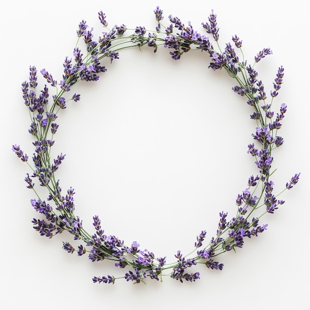 Beautiful Lavender Flower Frame Set for Invitations Posters and Wedding Cards on a White Background