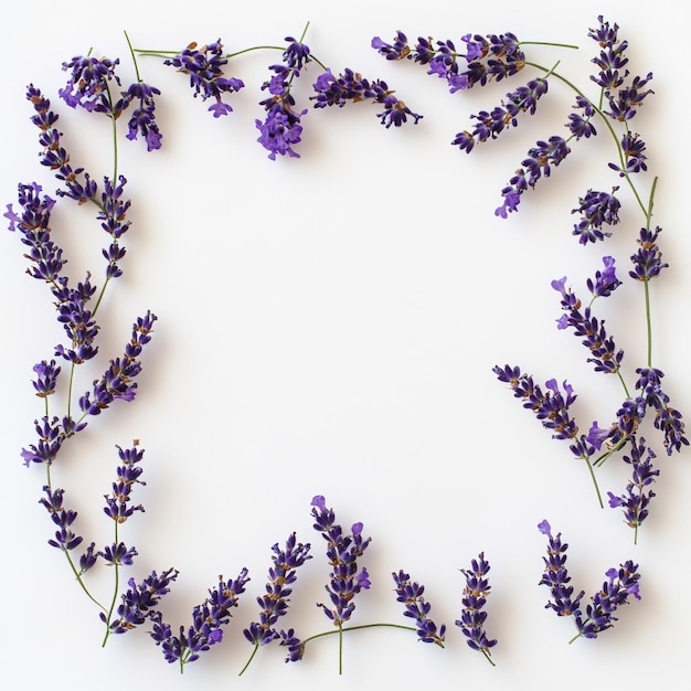 Photo beautiful lavender flower frame set for invitations posters and wedding cards on a white background