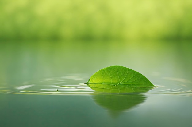 Beautiful leaf texture in nature on water Natural background ai generative