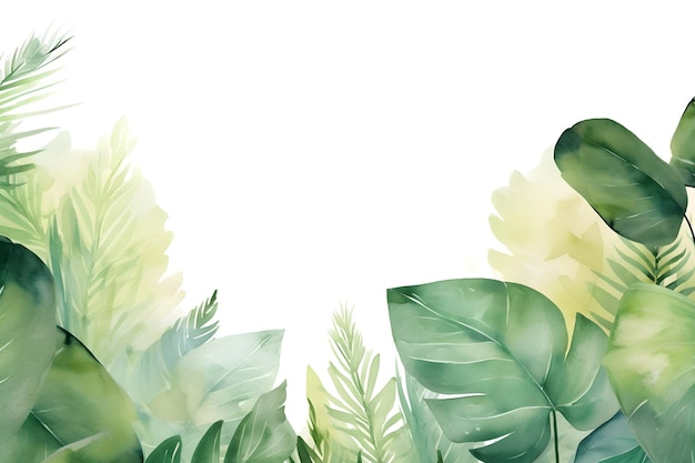 Beautiful leaves in watercolor paint on white background