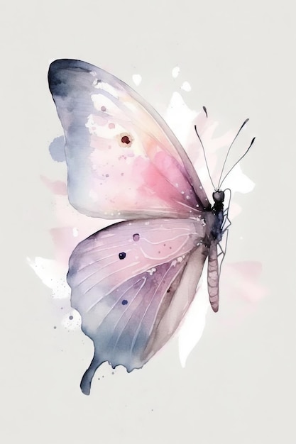 Beautiful light pink butterfly watercolor butterfly watercolor painting