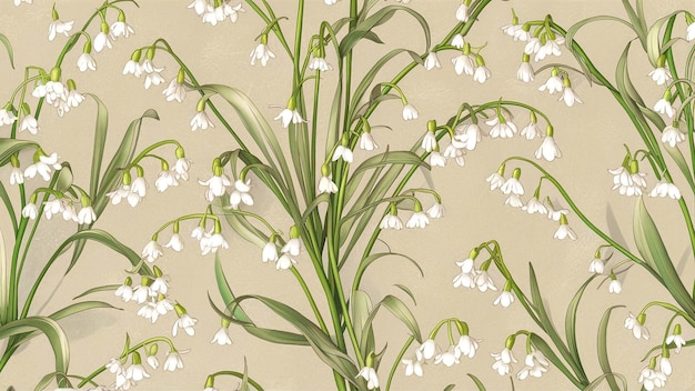 Photo beautiful lily of the valley flower pattern