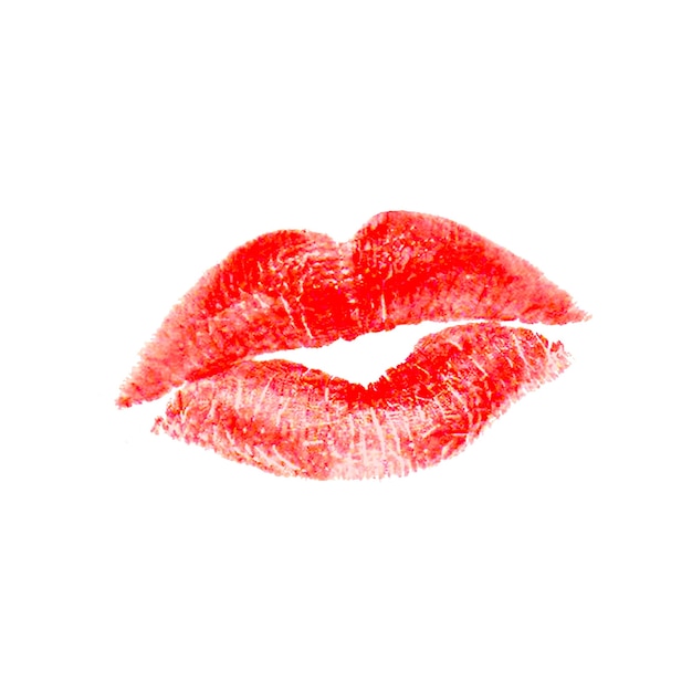 Beautiful lips kiss trace, isolated on white background