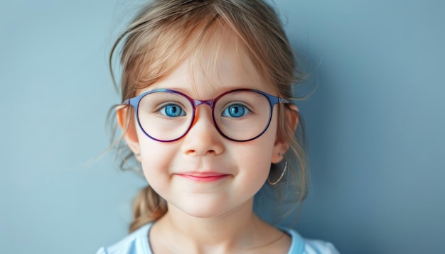 Beautiful little girl with glasses isolated