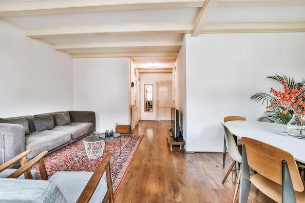 Beautiful living room interior with hardwood floors