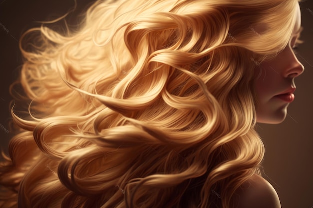 Beautiful Long Curly Hair background Illustration Generative AI