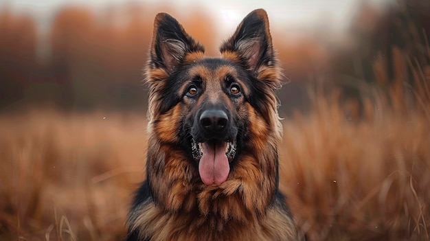 A beautiful longhaired German Shepherd dog exuding grace