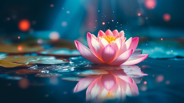 Beautiful lotus flower in the pool Generative AI