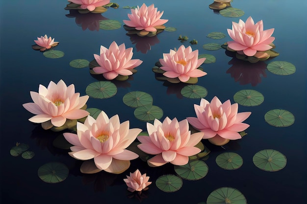 Beautiful lotus flowers illustration