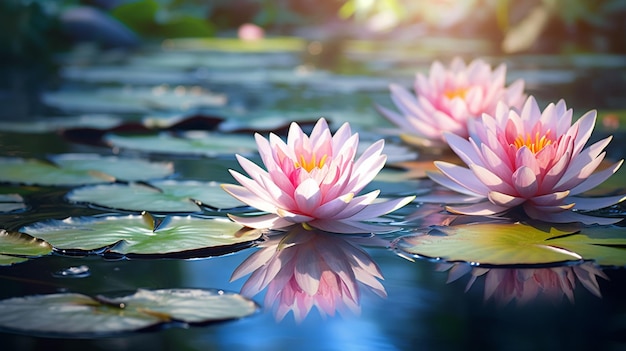 beautiful lotus water lily reflects tranquility and beauty