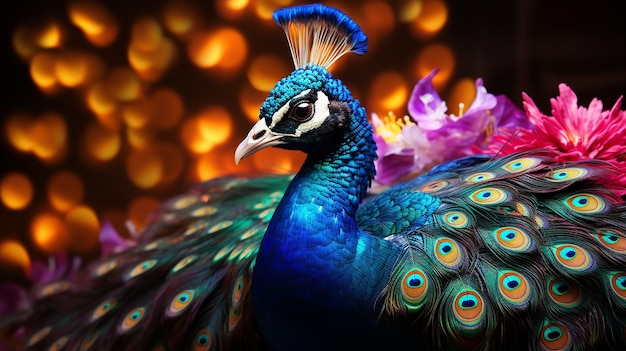 Beautiful Luminescent Technicolor Crystal Peacock