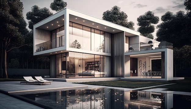 Beautiful luxurious house exterior Architecture study design Generative Ai