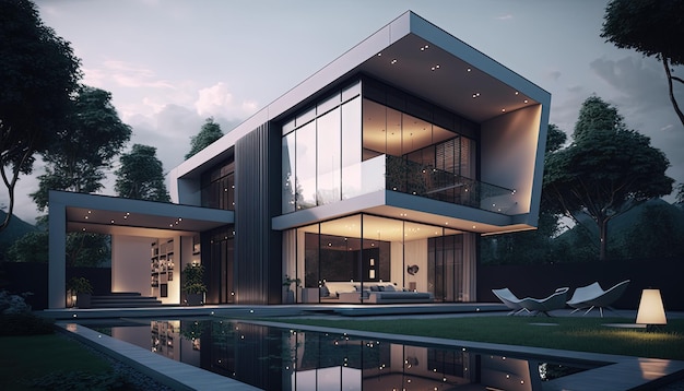 Beautiful luxurious house exterior Architecture study design Generative Ai