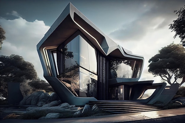 Beautiful luxurious house exterior Architecture study design Generative Ai