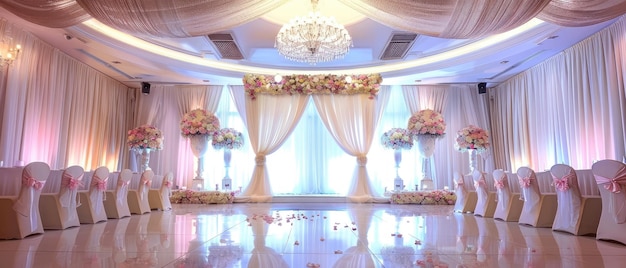 beautiful luxury elegant interior wedding hall decoration for a romantic wedding ceremony in hotel perfect for wedding and luxurythemed designs