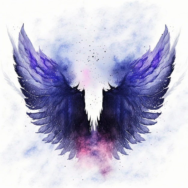 Beautiful magic watercolor wings