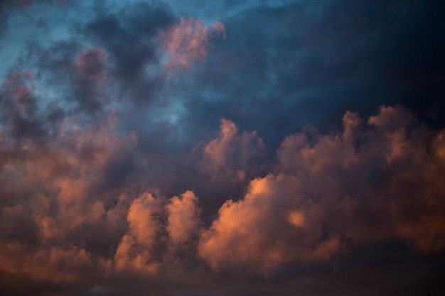 Beautiful magnificent clouds at sunset in the sky