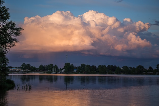 Beautiful magnificent clouds at sunset in the sky