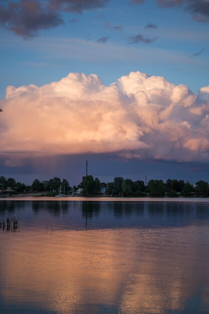 Beautiful magnificent clouds at sunset in the sky