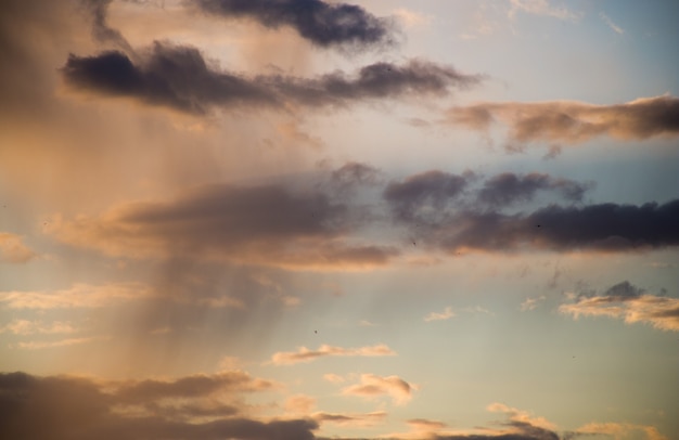 Beautiful magnificent clouds at sunset in the sky