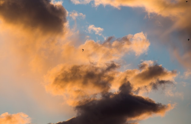 Beautiful magnificent clouds at sunset in the sky