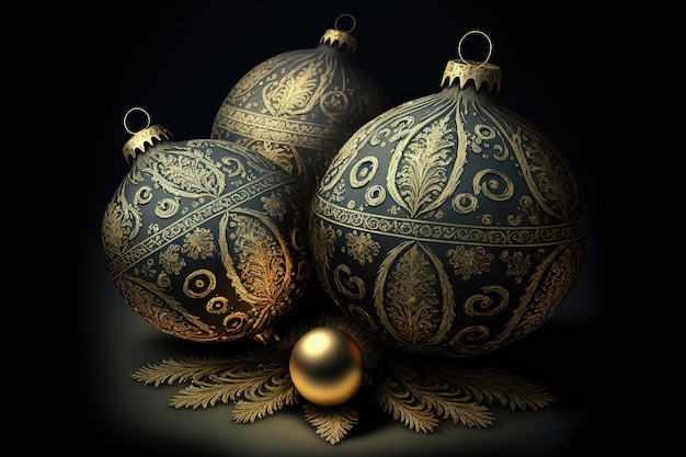 Beautiful majestic antique toy Christmas tree balls. AI