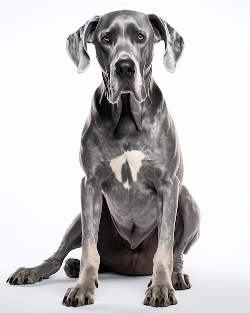 Photo beautiful majestic great dane sit isolated on white background