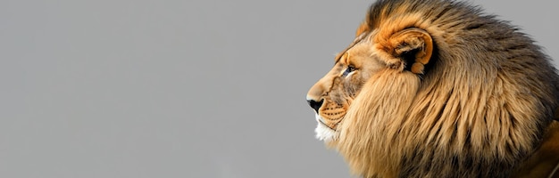 Beautiful and majestic lion with all the details on gray background in high resolution HD