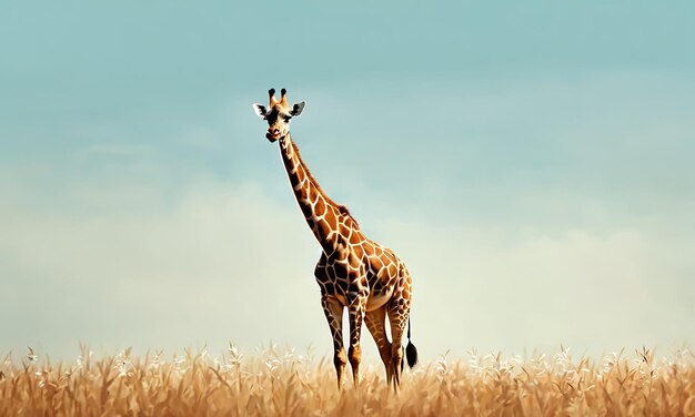 Photo beautiful and majestic standing giraffe