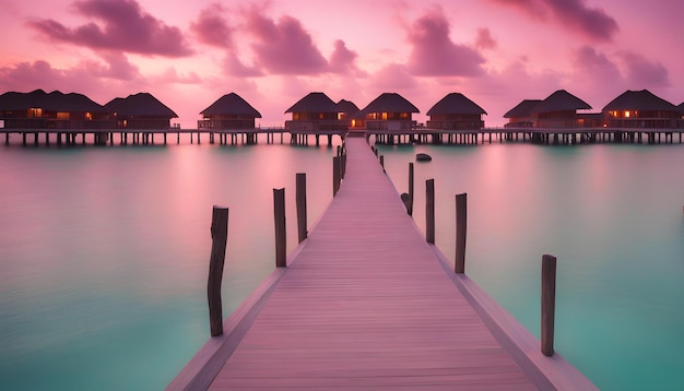 Beautiful Maldives travel destination soft dreamy hues national geographic Illustrations sunset