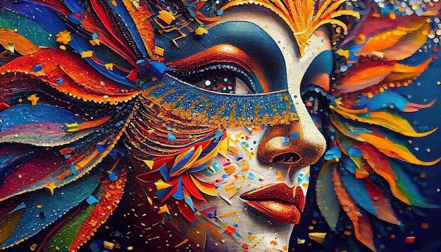 Beautiful masterpiece of Brazilian carnival oil painting