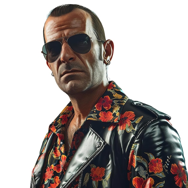 Photo beautiful michael de santa grand theft auto isolated on white background