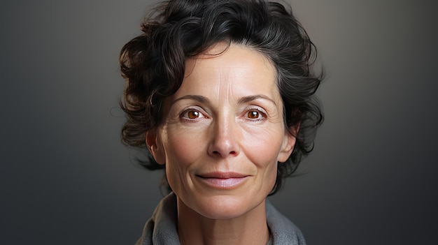 Beautiful middleaged woman in her 50s looking at the camera Beautiful face good health cosmetics skin care