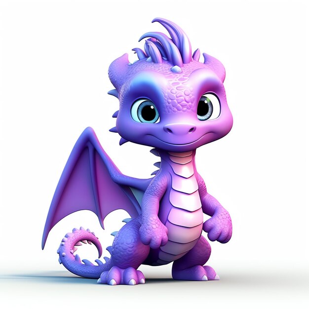 Beautiful and mighty dragon on white background Cute Funny Dragon in Cartoon Style