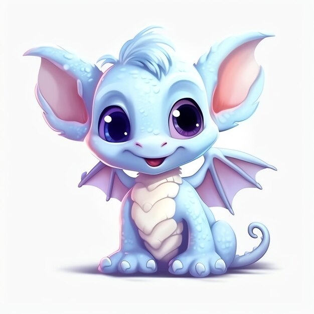 Beautiful and mighty dragon on white background Cute Funny Dragon in Cartoon Style