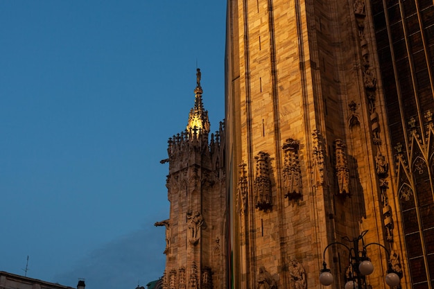 Beautiful Milan cathedral close up view Duomo di Milano closeup