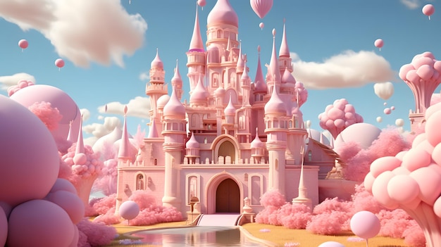 Beautiful and minimal fantasy sweet barbie world background in a Candyland wonderland