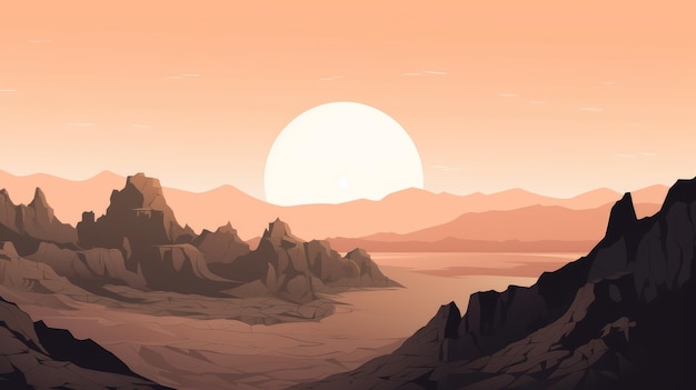 Beautiful Minimalist Vector Art Of Badlands