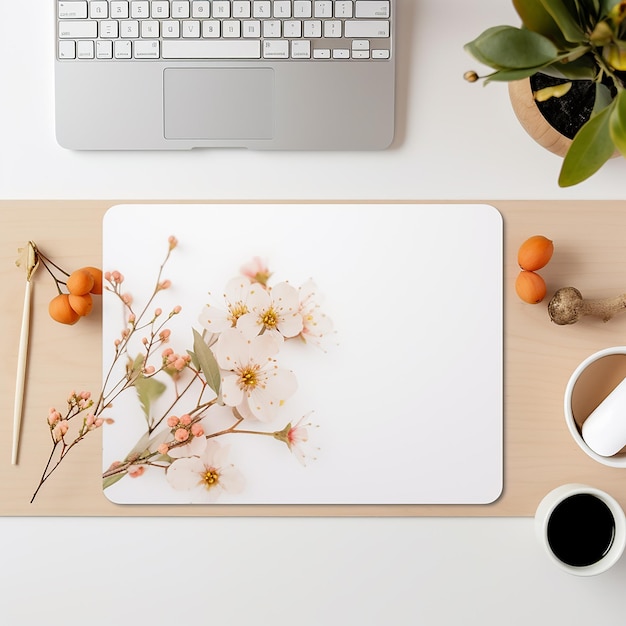 a beautiful mockup for a desk mat with desktop