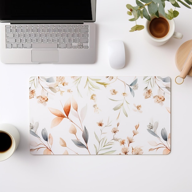 a beautiful mockup for a desk mat with desktop