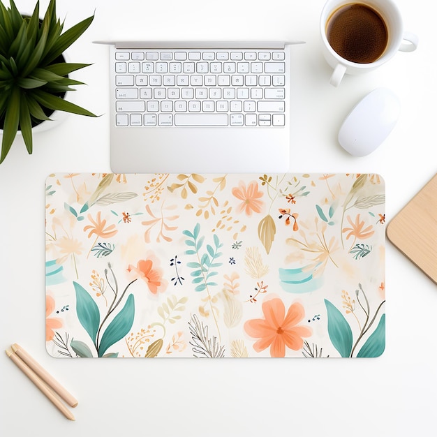 a beautiful mockup for a desk mat with desktop