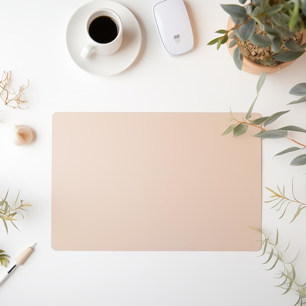 a beautiful mockup for a desk mat with desktop