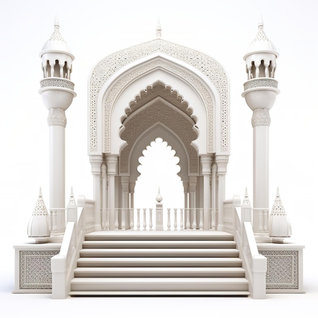 beautiful model of a mosque pulpit isolated on white background