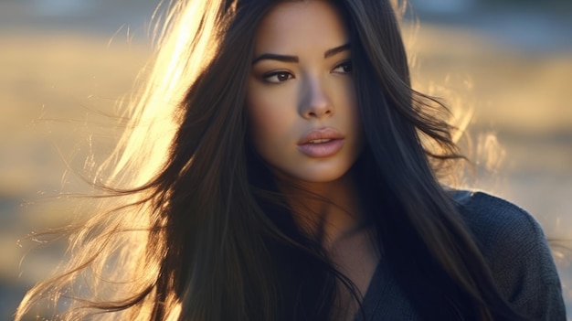 Beautiful model woman with long hairstyle Care and beauty hair products