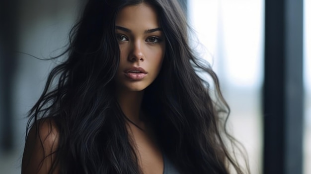 Beautiful model woman with long hairstyle Care and beauty hair products