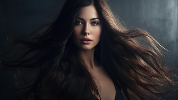 Beautiful model woman with long hairstyle Care and beauty hair products