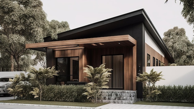 Beautiful modern architecture bungalow with garden Luxury house Generative AI